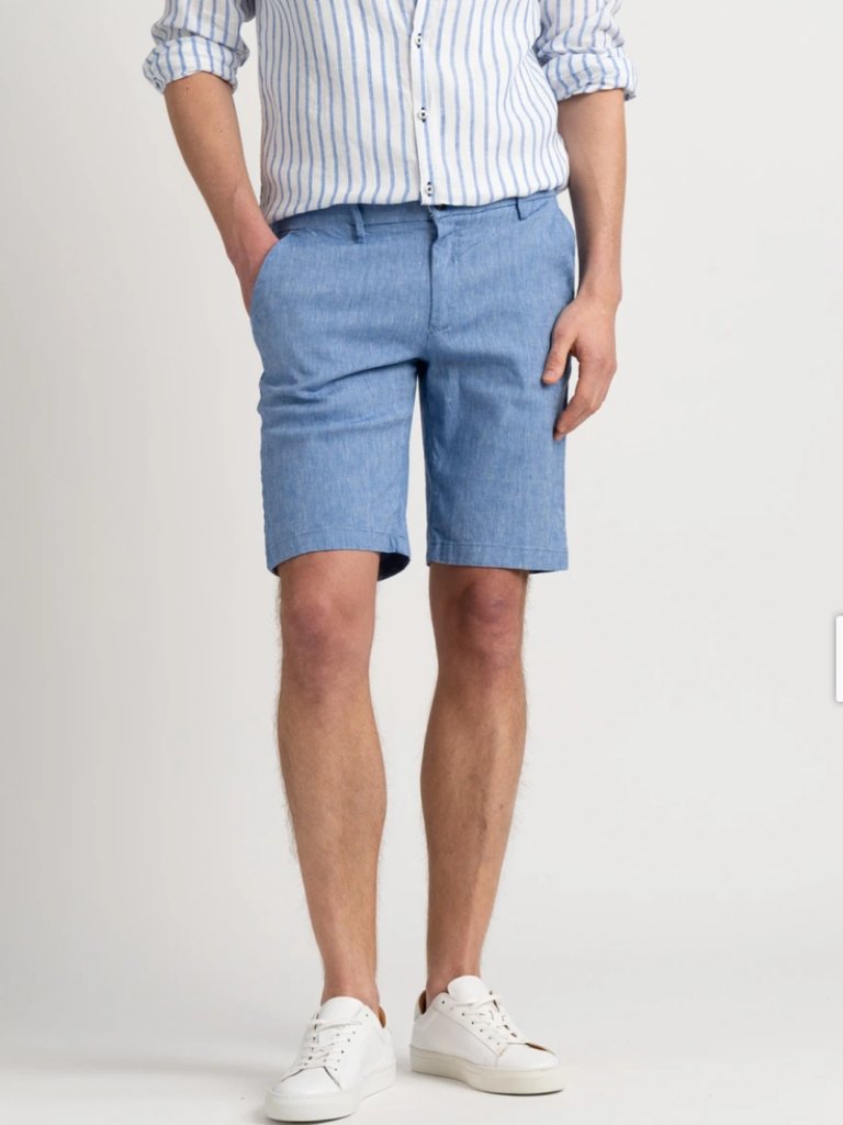 Europann Saint-Tropez Turner - Blue Linen Blend Bermuda Short - Size 48